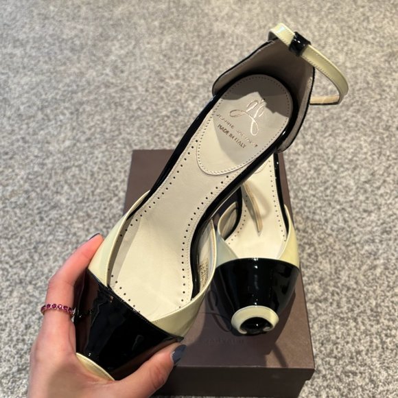 Jeanne Jarvaise Colorblock Peep Toe Strap Block Heels Size EURO 38 - Picture 5 of 8